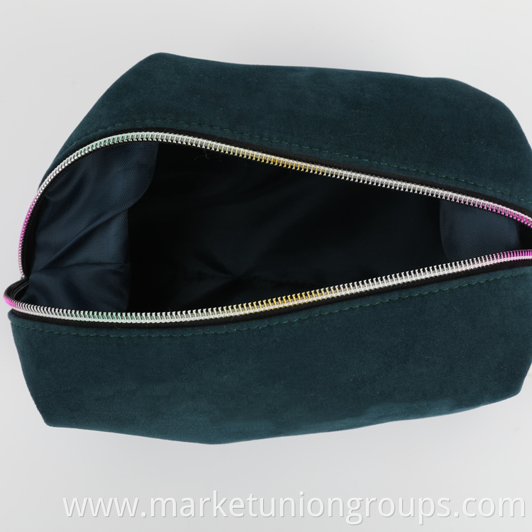 Custom Wholesale Beauty Square Velvet Portable Cosmetic Makeup Bag